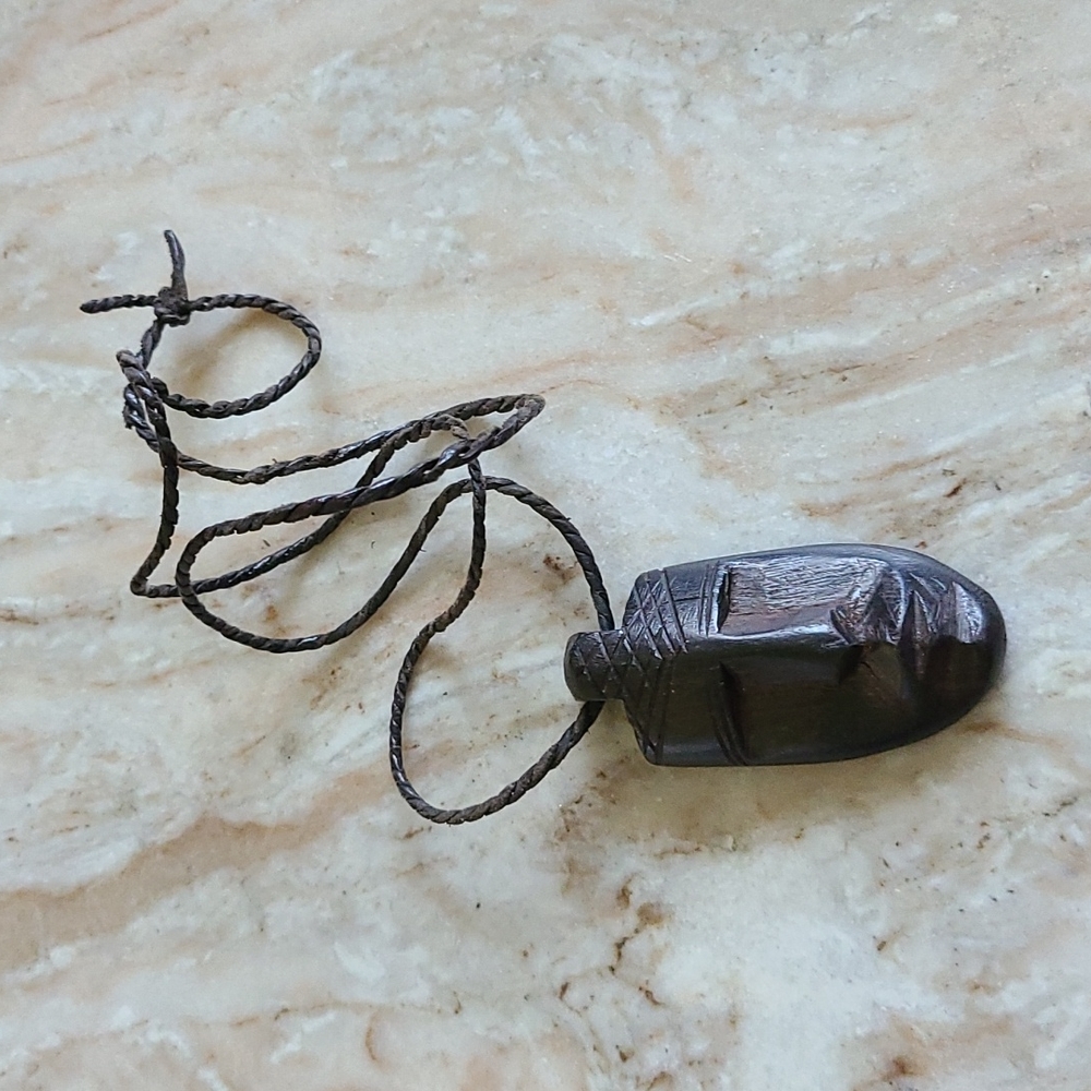 Vintage Wooden Tribal Mask Necklace